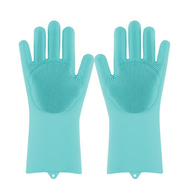 Magic Silicone Dishwashing Scrubber Dish Washing Sponge Rubber Gloves 1 Pair