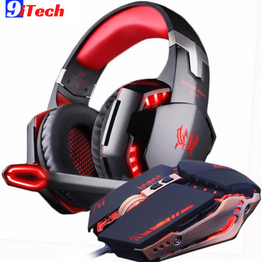 9itech Gaming Headset and Gaming Mouse 4000 DPI Adjustable Stereo Gamer Earphone Headphones + Gamer Mice LED Light Optical USB Wired