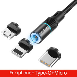 9itech T01 Magnetic Micro USB Type C Cable For iPhone Xiaomi Mobile Phone Fast Charging USB Cable Magnetic Charger Wire Cord