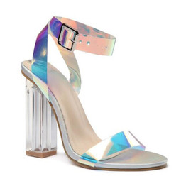 2019 Women Sandals Shoes Celebrity Wearing Simple Style PVC Clear Transparent Strappy Buckle Sandals High Heels Shoes Woman