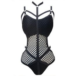New XS - 4XL 2019 Black Sheer Knit Net Mesh Sexy Women Swimwear One Piece Swimsuit Female Bather Bathing Suit Swim Monokini V536