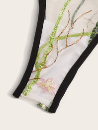 Floral Embroidered Ladder Cutout Teddy Bodysuit
