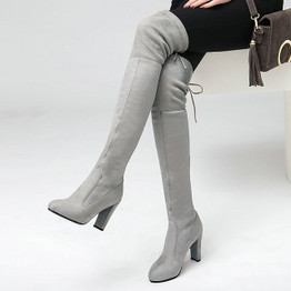 Women Stretch Faux Suede Thigh High Boots Sexy Fashion Over the Knee Boots