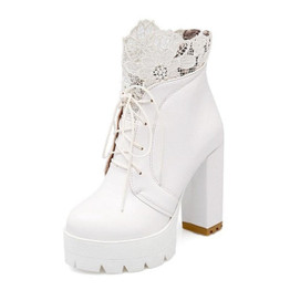 Women Boots Ankle Lace Up Platform Shoes