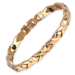 Rainso stainless steel Letter shape power energy health bracelet 4 in 1 magnetic germanium healthy bracelet for women 2020