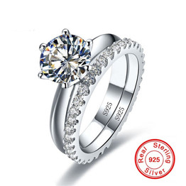 Solitaire 1ct Diamond Ring sets Real 925 sterling silver Rings for Women