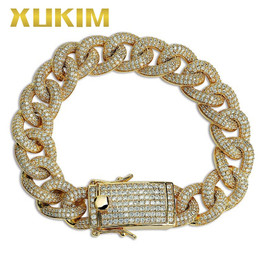 Jewelry Gold Silver Color Miami Cuban Bracelet  Link Chains Hip Hop