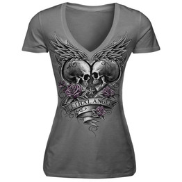 ISHOWTIENDA Punk Style T Shirt Women 2018 Skull Print Cotton Summer T Shirts Women Short Sleeve V Neck Tshirt Camiseta Feminina