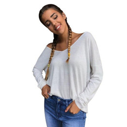 Fashion V-Neck T-shirts Women Lace T-shirt Backless tshirt Sexy Long Sleeve Print Loose Tops tee female t shirt Clothes T Shirt