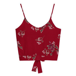 Feitong Women's Crop Tops Sexy Strappy Self Tie Back V Neck Floral Print Tops And Blouse Camisole female cropped feminino 2018