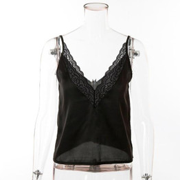 New Fashion Women Tank Top Vest Blouse V Neck Clothes Summer Ladies Sexy Crop Tops Sleeveless Solid Lace T shirts Casual Tee