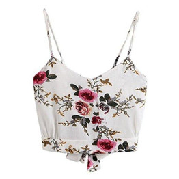 Feitong Women's Crop Tops Sexy Back Tie V Neck Floral Print Sleeveless Crop Cami Tank Tops Camisole Blouse regata feminina 2018