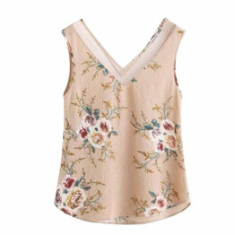 Feitong Women Tank Tops Blouse Casual Sleeveless Floral Printed Crop Top Vest Tank Shirt Cami Cropped Feminino regata feminina