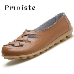 Loafers genuine leather flat women shoes