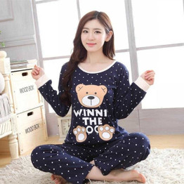 Womens Pajamas Sets Long sleeve suit Animal Cartoon Large Size Girls Sleepwear Women's Pijamas Suit Home Clothes Pyjama Femme