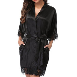 Sexy Wedding Dressing Gown Women Short Satin Bride Robe Lace Silk Kimono Bathrobe Summer Bridesmaid Nightwear Peignoir