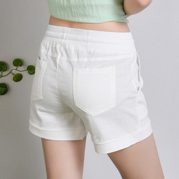 2019 Summer shorts women Elastic high waist short Fashion Loose solid cotton linen feminino short for women candy color shorts