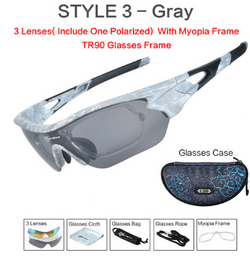 ROCKBROS Polarized Cycling Eyewear Sports Sunglasses UV400  Bicycle Bike Sunglasses Myopia Frame Ciclismo 3 Lenses