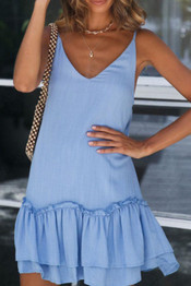 Spaghetti Strap  Backless  Plain  Sleeveless Casual Dresses