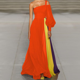 Sexy One Shoulder Sleeveless  Maxi Dress