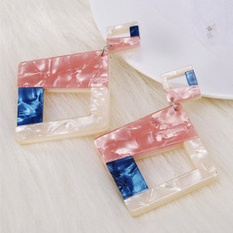 Geometric Square Shape Acrylic Drop Earrings