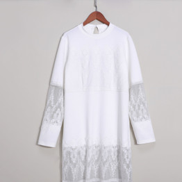 Casual Lace Pure Colour Long Sleeve Shirt