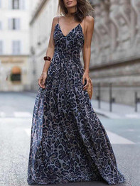 Sexy Leopard Print Sleeveless Maxi Dress