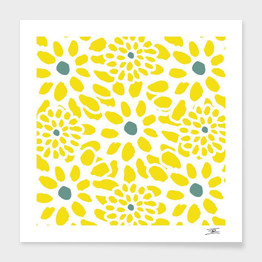 Flowers in Yellow Cushion/Pillow