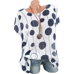 Round Neck  Loose Fitting  Dot Blouses