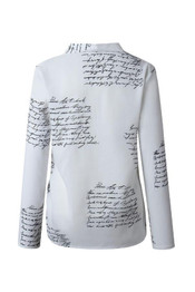 Turn Down Collar  Single Breasted  Letters Blouses