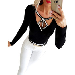 Blouse Tops Shirt For Women Long Sleeve Hallow Out Female Solid Black Tops Tee Shirt Slim Fit Lady Tops and Blouses blusas D30