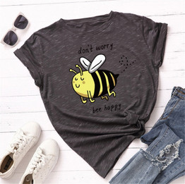 Bee Happy Print T Shirt for Women