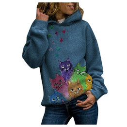 Cat Print Hoodie Sweatshirt