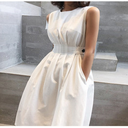 Spring / Summer -  Women Solid White Black Fashion Elegant Casual Party Dress / Sundress