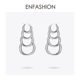 ENFASHION Multilayer Circle Links Drop Earrings For Women Gold Color Long Tassel Dangle Earings Fashion Jewelry Pendientes E1073