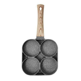 4-Hole Omelet Pan for Burger Eggs Ham PanCake Maker Frying Pans Non-Stick No Oil-Smoke Breakfast Grill Wok Cooking Pot