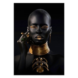 Black and Gold African Woman Poster Modern Wall Art Canvas Painting Black Woman Prints Decorative Pictures For Living Room Decor