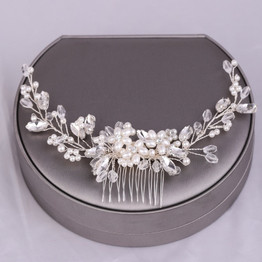 GETNOIVAS Alloy Pearl Beads Headband Tiaras Crystal Rhinestone Hair Combs Jewelry Headpiece Bridal Wedding Hair Accessories SL