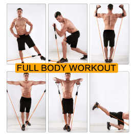 Resistance Bands Set, 5 Stackable Tube Exercise Bands with 2 Handles, 1 Door Anchor, 2 Ankle Straps, 1 Carrying Bag for Your Whole Body Resistance Workouts Training