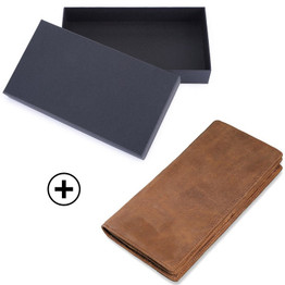 MISFITS Crazy Horse Genuine Leather Men Wallets Vintage Long Wallet With Zipper Pocket Brand Soft Cowhide Male Purse Card Holder