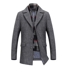 2018 Winter Wool Jacket Men's High-Quality Wool Coat Fashion Casual Business Men Trench Coat Jacket Men Scarf Collar Overcoat