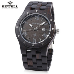 Bewell Luxury Brand Waterproof Wood Watch Men Quartz Watches Wooden Band Calendar Analog Male Elegant Wristwatches Relogio