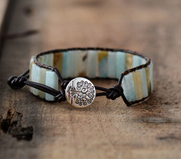 Ligaya Amazonite Leather Wrap Boho Bracelet