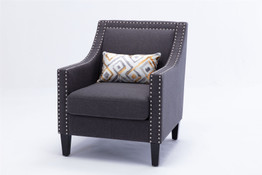 Modern Leisure chair accent armchair living room lounge chair with nailheads and solid wood legs Charcoal linen