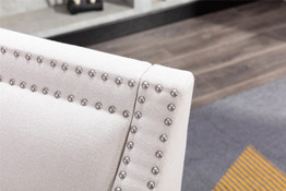 Modern Leisure chair accent armchair living room lounge chair with nailheads and solid wood legs Beige Linen