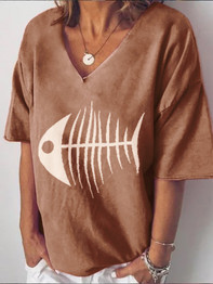 V Neck Short Sleeve Shirts & Tops