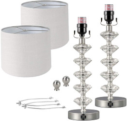 USB Table Lamps Crystal Set of 2 for Living Room 23