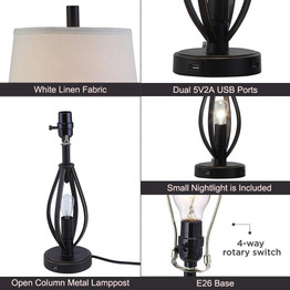 Nightstand Light Lamps for Bedroom Living Room