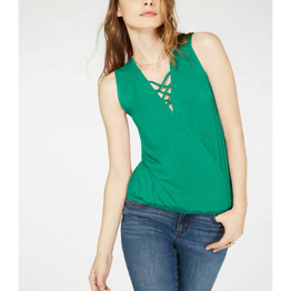 INC Lace-Up Surplice Top