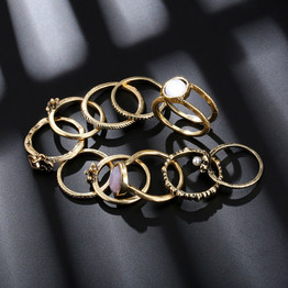 10Pcs/Set Vintage Silver Arrow Moon Finger Knuckle Rings Jewelry